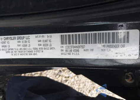 2010 Chrysler Sebring Limited z USA, uszkodzony, nr VIN 1C3CC5FB4AN207557